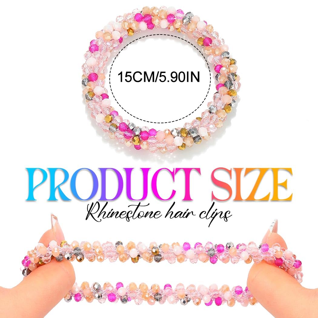 Reaky Rhinestone Hair Ties Fancy Ponytail Holders Beaded Hair Scrunchies Decorative Hair Accessories for Women - Image 4