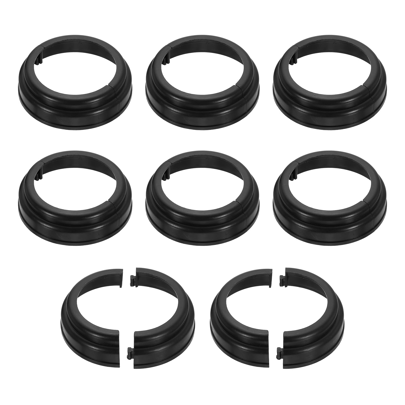 sourcing map 8Pcs Post Skirt, 4.33" Plastic Split Style Post Base Cover Trim Skirt, Round Deck Pipe Cover Decoration Brackets Fit 3" OD Pipe for Fence Stair Handrail Railing Porch, Black