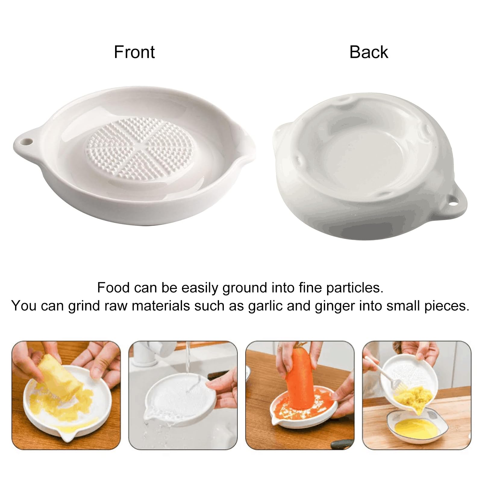 Grattugia In Ceramica Per Zenzero E Aglio | Con Spazzola | Lavabile In Lavastoviglie - Foto 4