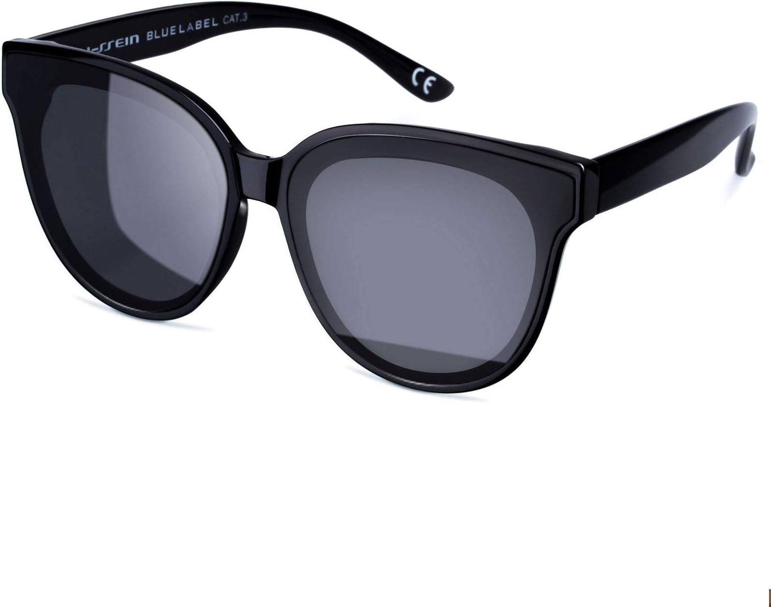 Vintage Cateye Sunglasses For Women Street Fashion Oversized Plastic Frame, 100% UV Protection
