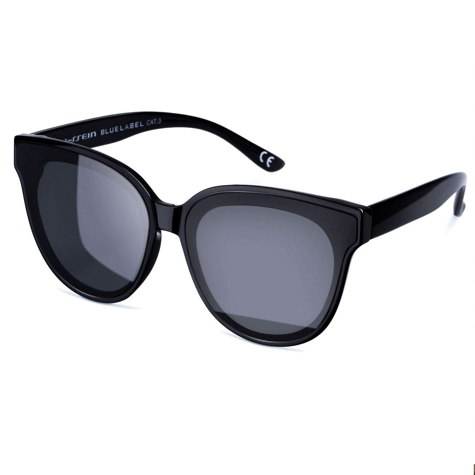 Vintage Cateye Sunglasses For Women Street Fashion Oversized Plastic Frame, 100% UV Protection