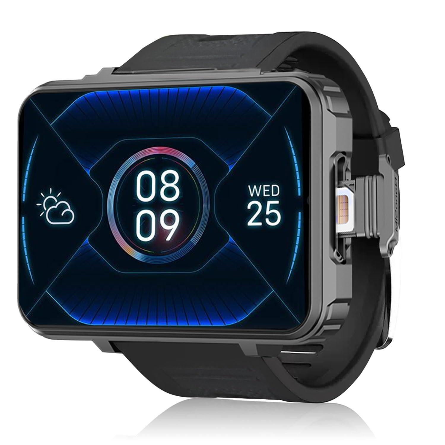 Rainbuvvy 4G Smart Watch for Men 2.4" Display Android 10.7 4GB RAM 64GB ROM 1500mAh Watch Phone with Face ID Dual Camera Bluetooth GPS Waterproof