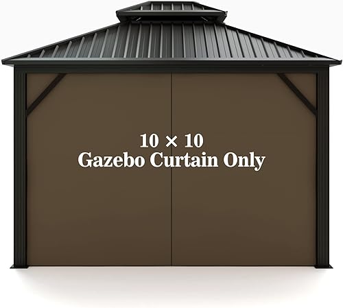 Gazebo - Cortina de privacidad de repuesto universal  Hugline de 8 x 8 pies, panel de privacidad para exteriores con cremallera (marrón)