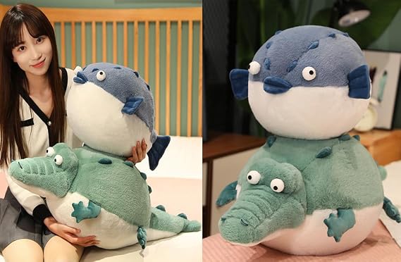 Cuddly Chubby Round Crocodile Plush Toy,Soft Plush Pillow for Sofa and Bedroom,Funny Plush Toys for Boys and Girls Christmas and Birthday Gifts (Crocodile, 40cm(15.7)