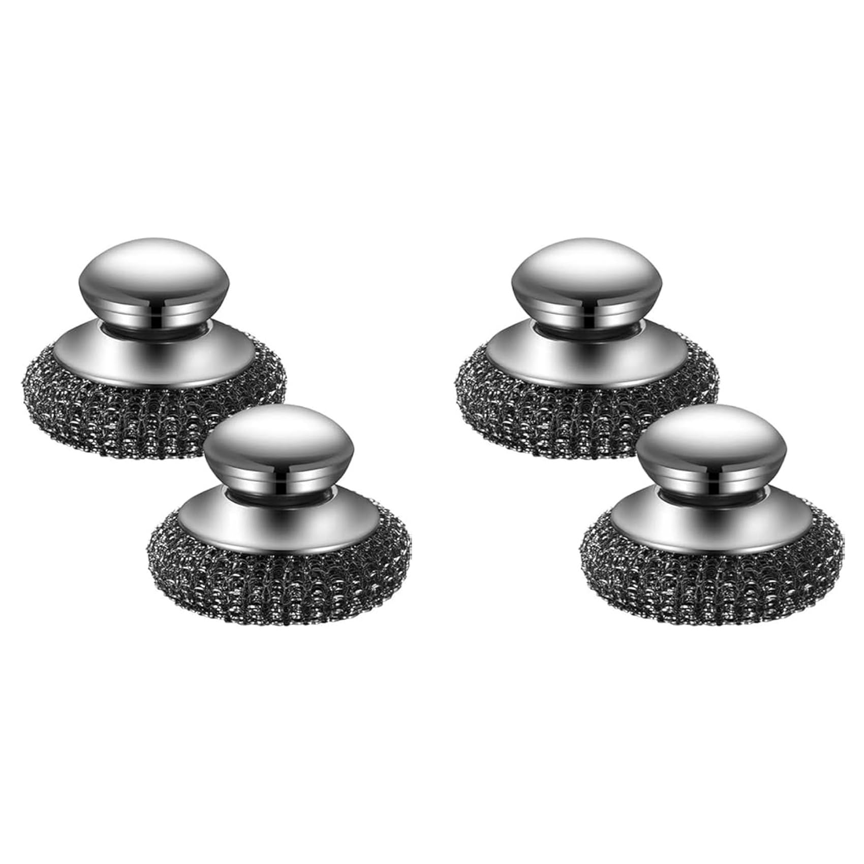 Hndhbfgrt 4Pack Steel Dish Scrubber, Stainless Steel Dish Brush with Handle for Cleaning Dishes,Cast Iron,Stock Pots,Pans