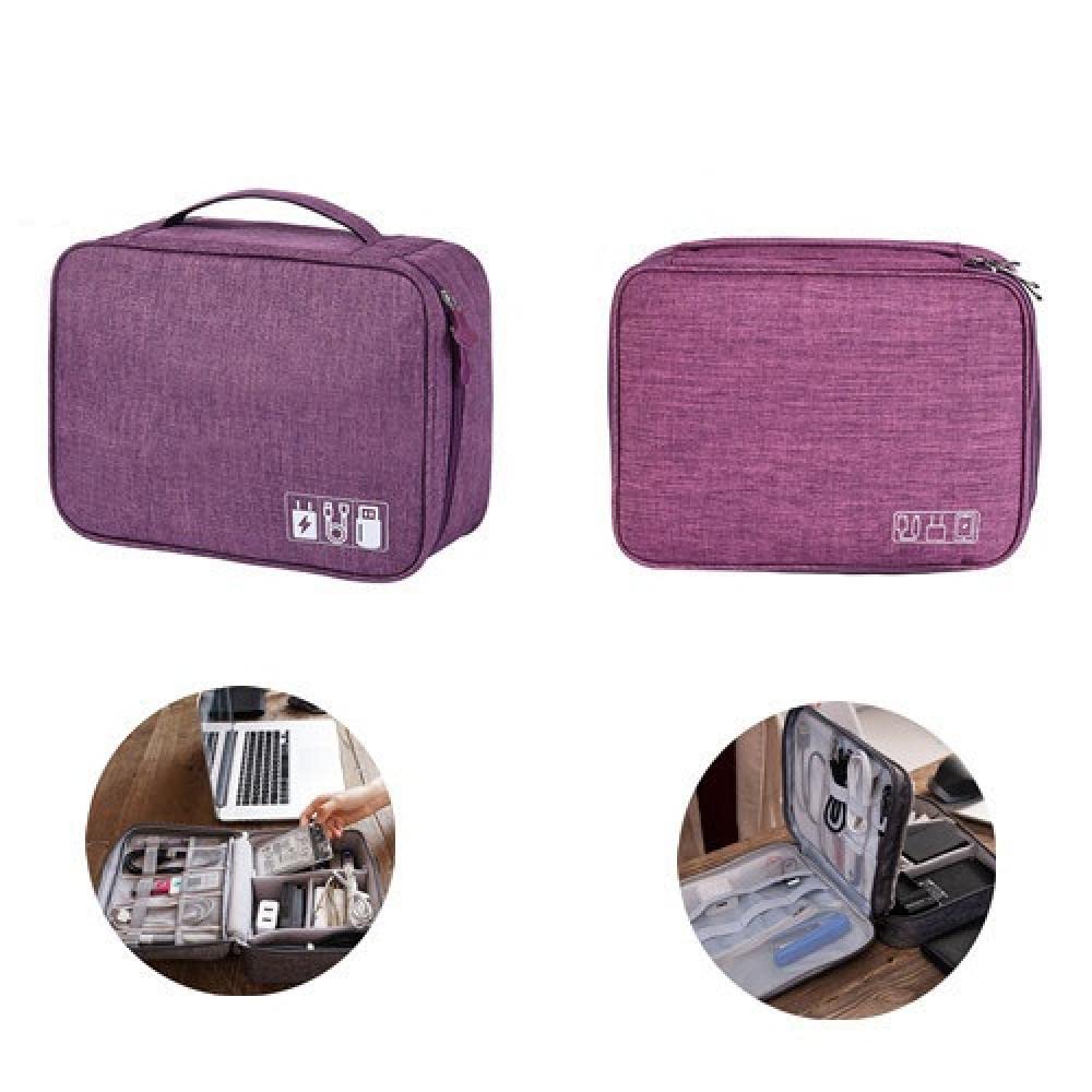 Cavo da viaggio Caricabatterie per caricabatterie e cavi di immagazzinaggio portatile USB Gadget Wire Machine Auricolare Wire Organizer Case Accessori-Purple_1