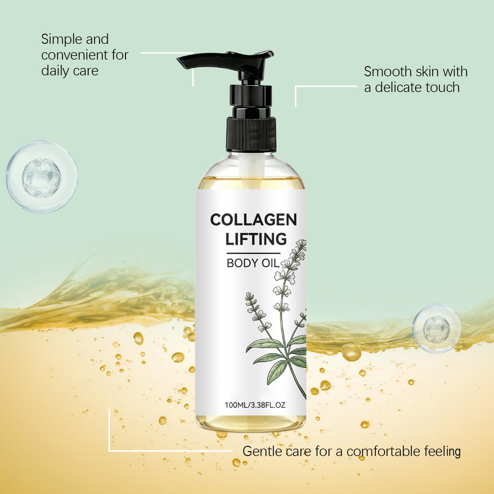 Collagen Lifting Body Oil für Hautstraffung & Straffung, Cellulite-Massageöl, Collagen Anti-Falten-Straffungs-Körperöl, feuchtigkeitsspendende für trockene, locker aussehende Haut. (6pcs)