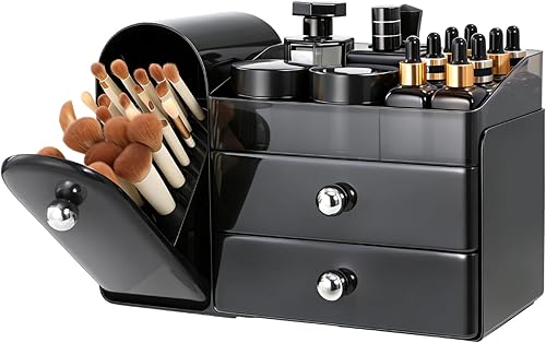 Organizador de Maquillaje, Organizador de Tocador con Soporte para Brochas de Maquillaje, Organizadores Grandes para Cuidado de la Piel y