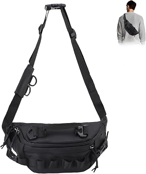 Military Fanny Pack Fishing Waist Bag Water-Resistant Crossbody Tactical Waist Bag Pack Pouch for Hiking Climbing Bumbag, Water-Resistant Crossbody Belt Bag