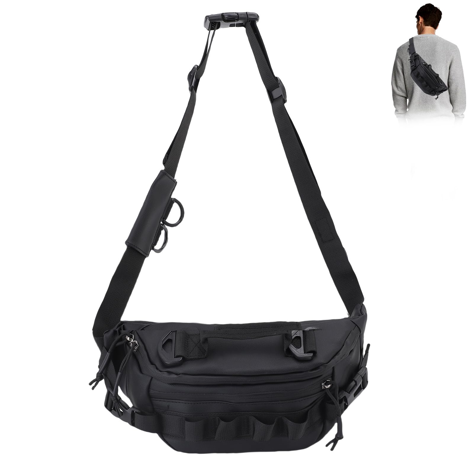 Military Fanny Pack Fishing Waist Bag Water-Resistant Crossbody Tactical Waist Bag Pack Pouch for Hiking Climbing Bumbag, Water-Resistant Crossbody Belt Bag