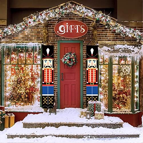 Christmas Decor Nutcracker Banner,Nutcrackers Christmas Door Decorations,Life Size Soldiers Nutcracker Banners Christmas Outdoor Decorations for Home Garden Wall,Porch/Front Door Frame Xmas Decoration