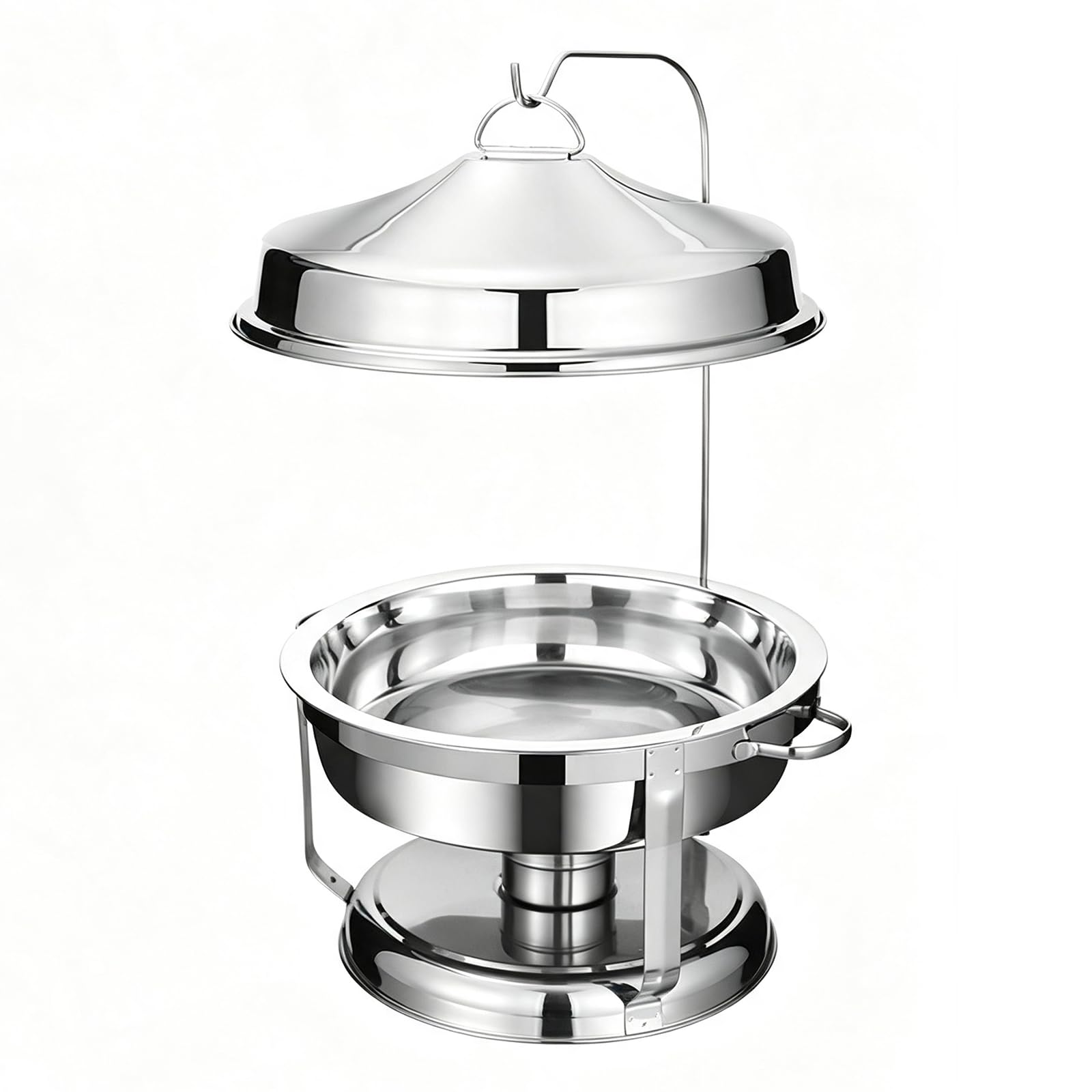 Calentadores De Alimentos De 9 litros para Buffet (9L,Sliver) | Soportes Para Combustible, Calentadores De Buffet Redondos Con Gancho, Para Bodas, Hoteles, Fiestas Y Banquetes