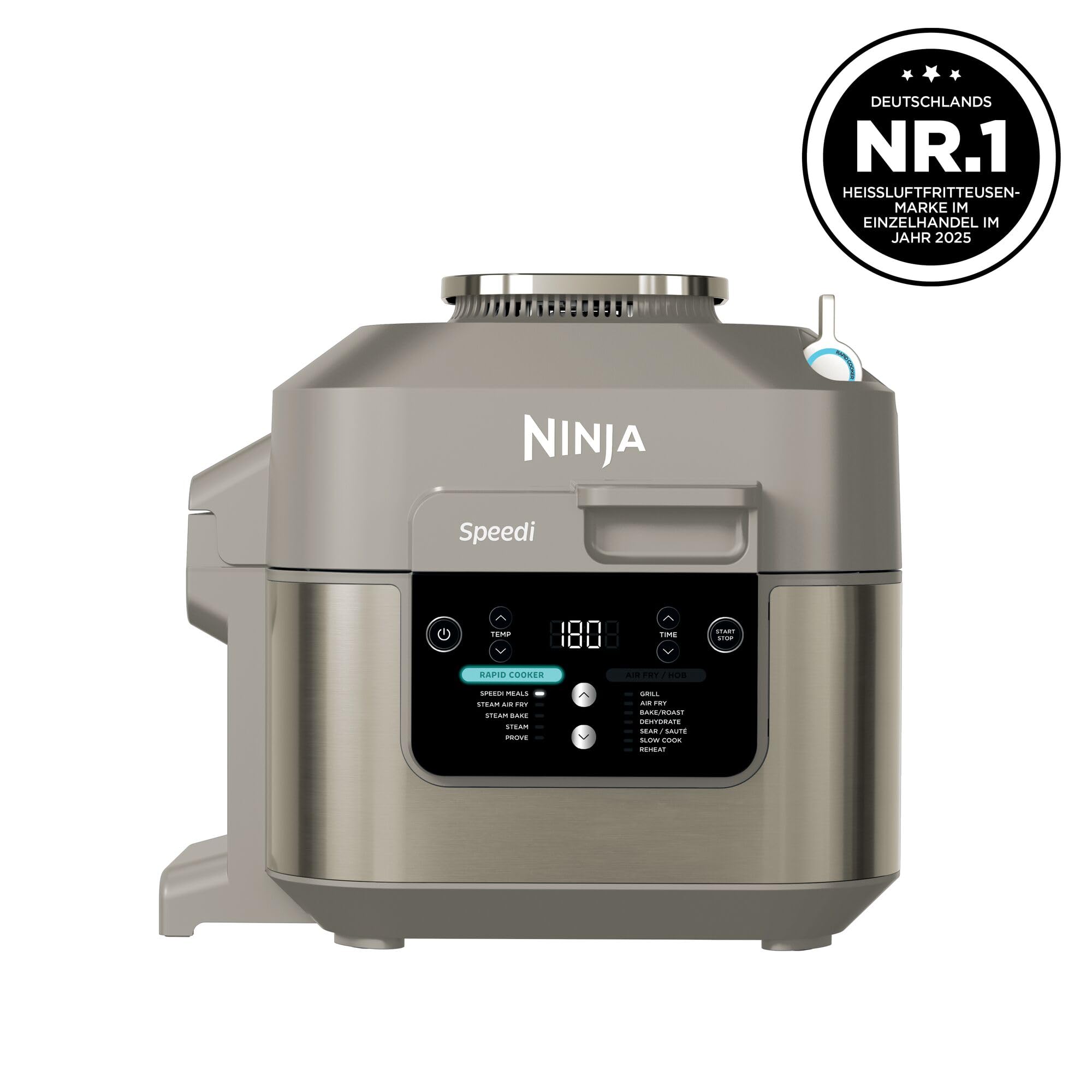 Ninja Speedi Multikocher, 5,7L, 12-in-1 Multicooker, Air fryer Heißluftfritteuse, Slow Cooker Langsamkochen, Grillen, Backen, Stone Gold ON500EUSTGD
