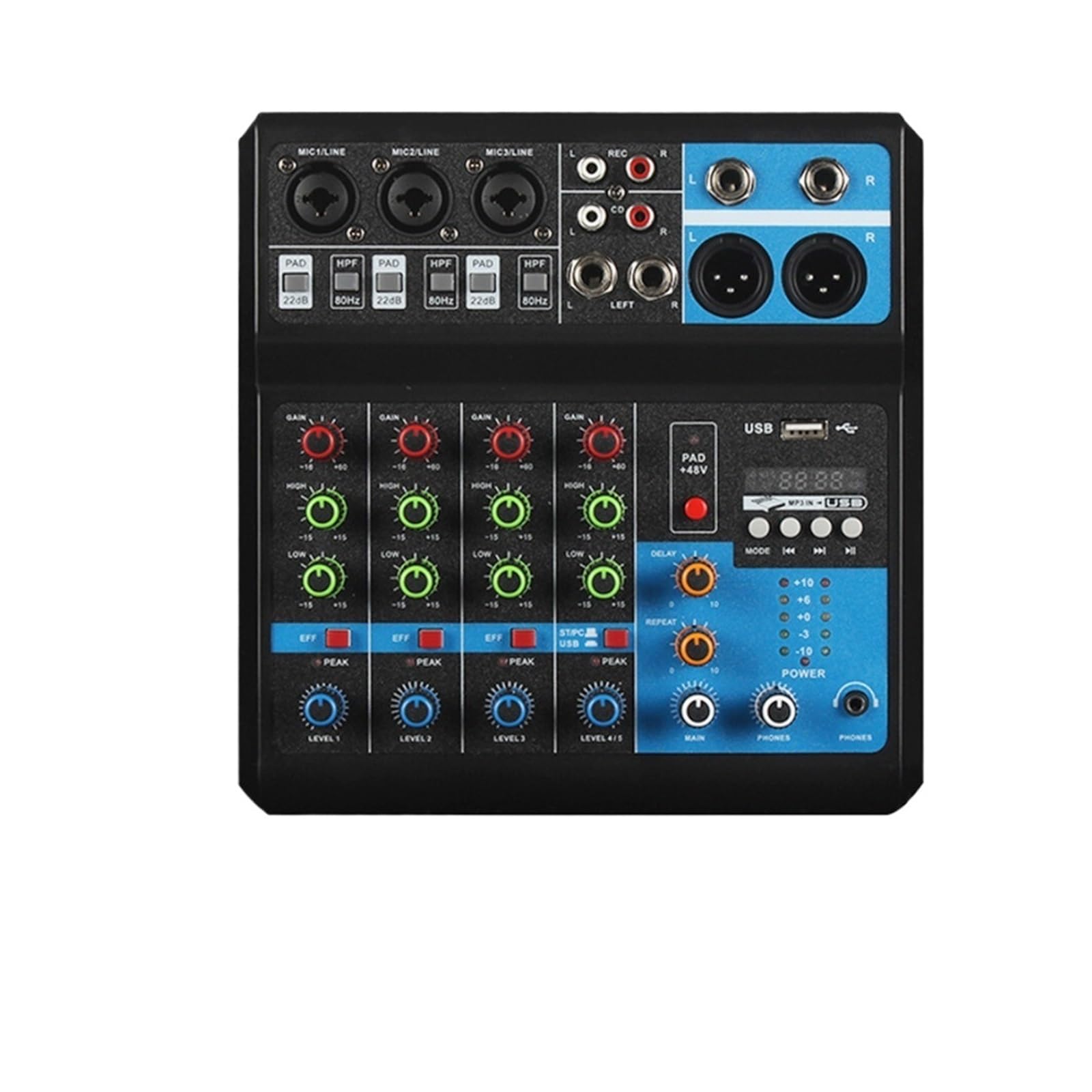 DJ Mixer Karta Dźwiękowa HD A4 A5 Konsola Miksująca Profesjonalny Sprzęt Audio 4 5-kanałowy Mikser Dźwięku Do Transmisji Na Żywo Sprzęt Audio Dla DJ-a Mikser Muzyczny(A5)