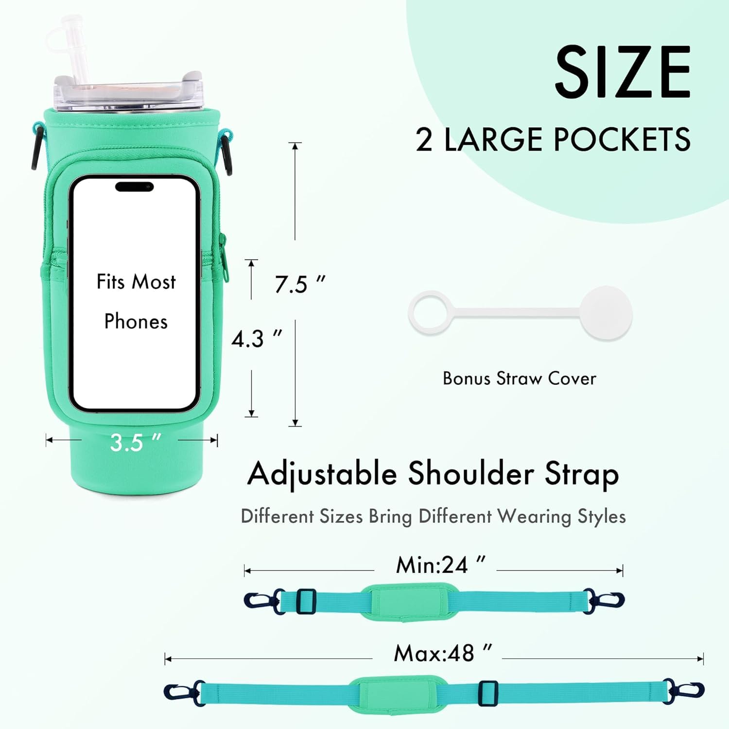 Borsa Porta Borraccia Con Tasca Per Telefono Per Stanley Tumbler Da 4030 Oz In Neoprene Con Tracolla Regolabile Con Cannuccia