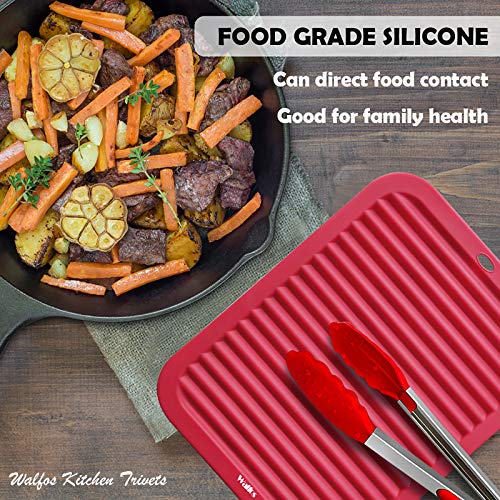 Image of Walfos Silicone Trivets for Hot Pots and Pans - Heat Resistant Hot Pads for Kitchen Counter- Multi-Purpose & Versatile Trivet Mat - Long-Lasting & Flexible Silicone Hot Pad