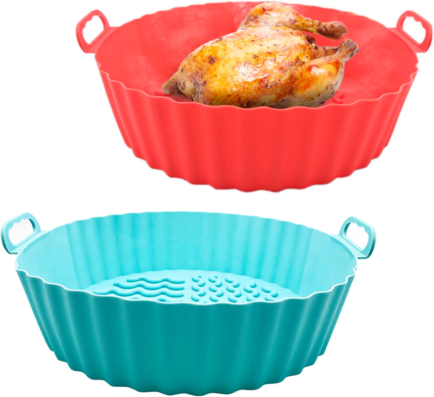 Reuozby 2pcs Air Fryer Silicone Liner, [UPGRADED] Food Safe