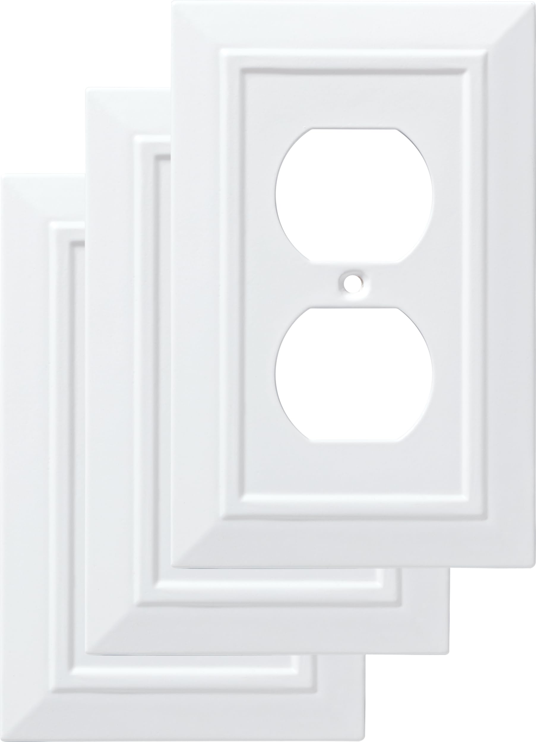 Franklin Brass W35242V-PW-C Classic Architecture Single Duplex Wall Plate/Switch Plate/Cover (3 Pack), White