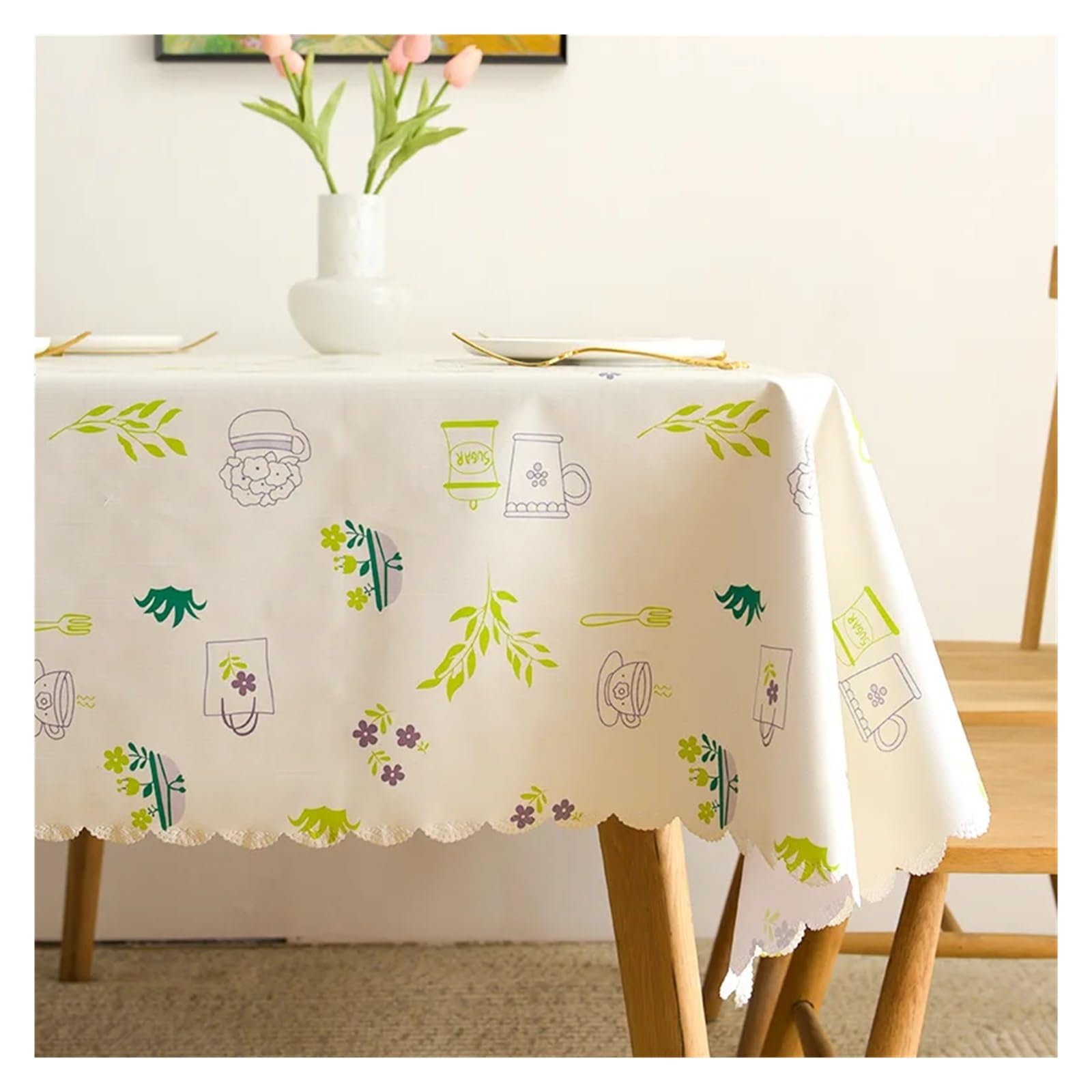 Mzsklw Tableware Pattern Waterproof Tablecloth Pvc Square Tablecloth Rectangle Waterproof Table Cloth Tabletop Cover Oil Proof Wipeable Covers(,140X180cm)