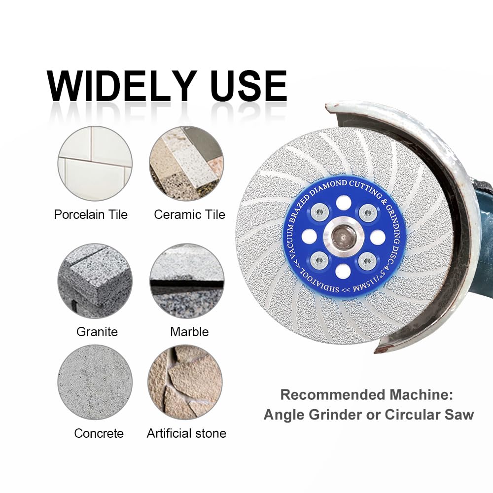 SHDIATOOL 4-Inch Diamond Cutting Saw Blade - Turbo Grinding Disc For Granite, Marble, Tile, Concrete