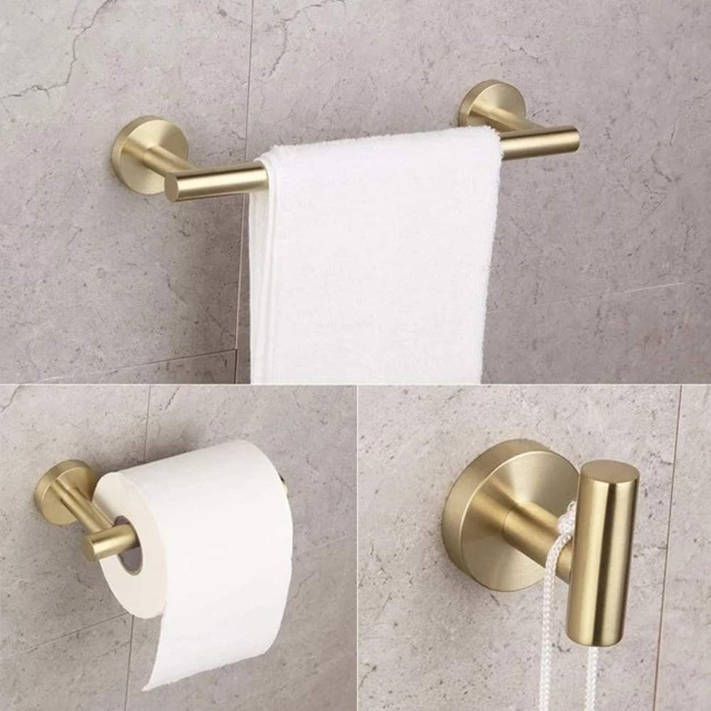 Set Accessori Bagno 5 Pezzi Oro Spazzolato - Portasciugamani, Porta Carta, Ganci - Foto 6