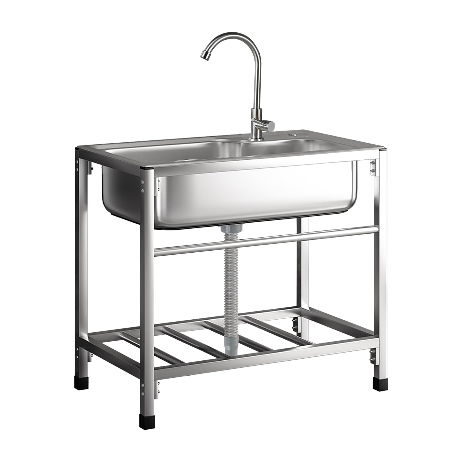 TAXXII Commercial Utility Sink, Kitchen Single Bowl Sinks Prep Sink with Faucet Stainless Steel Free Standing for Garage Basement Outdoor Camping Garden Laundry Restaurant 68X44cm