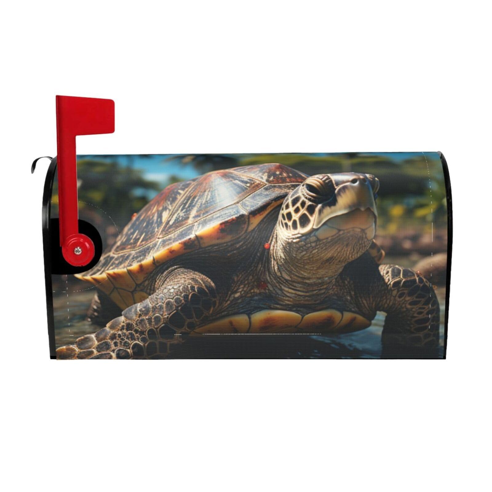 Big Turtle and Palm Trees Mailbox Covers Magnetic Wraps Post Letter Box Cover Garden Home Decor 25.5x21 in