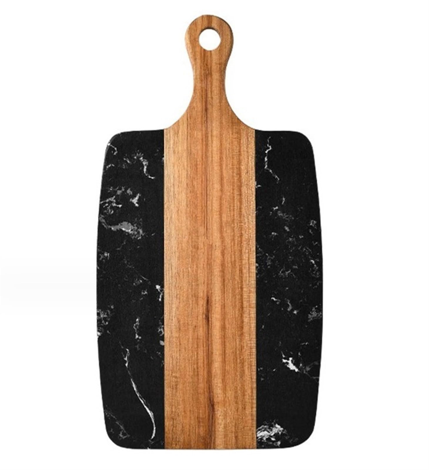 Tabla de Cortar Cocina Tabla De Cortar De Acacia De Mármol Con Mango Para Cocina, Tablas De Cortar Para Carne, Verduras Y Frutas para Cortar Pan, Carne o Verduras(18.5 * 35cm)