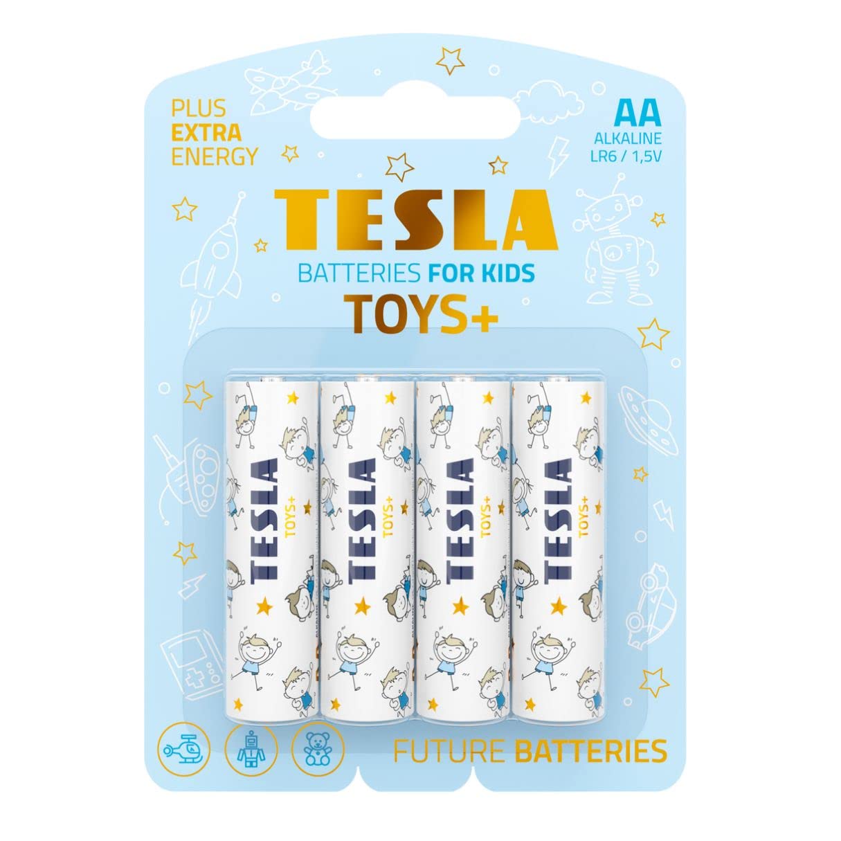 Tesla Toys Batteries for Boys AA Maximum Power Alkaline Batteries 10 Year Shelf Life A Long-Lasting Battery Life
