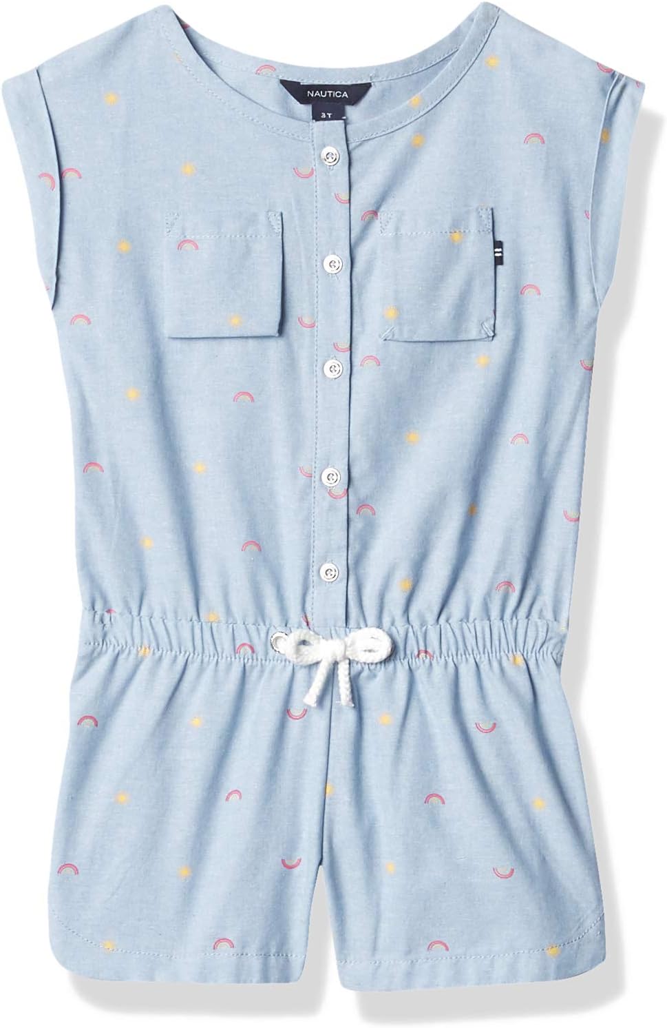 Nautica Girls' Fashion Romper, Extra Light Chambray, 5