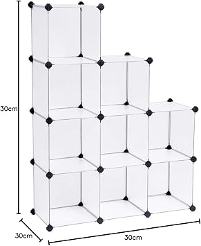 SONGMICS 9 Compartment Shelving System, Shoe Shelf, Bathroom Shelf, Garment Cabinet, Toy Cabinet, 93 x 31 x 123 cm, White Lpc115S
