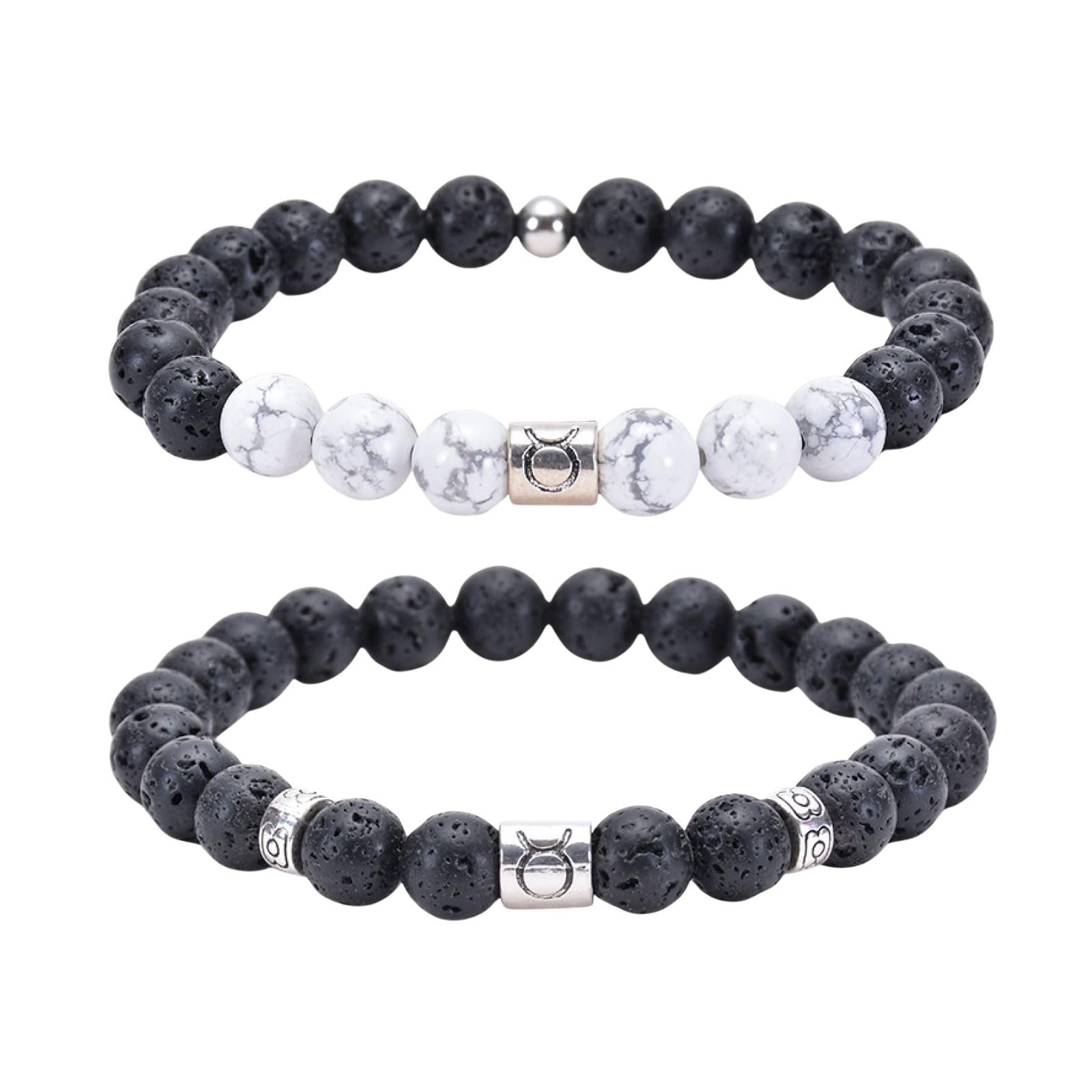 Perle Frauen stapelbar, Armband schwarz weiß Magnesit elastische natürliche Konstellation Perlen Metall Naturstein für Männer Schmuck