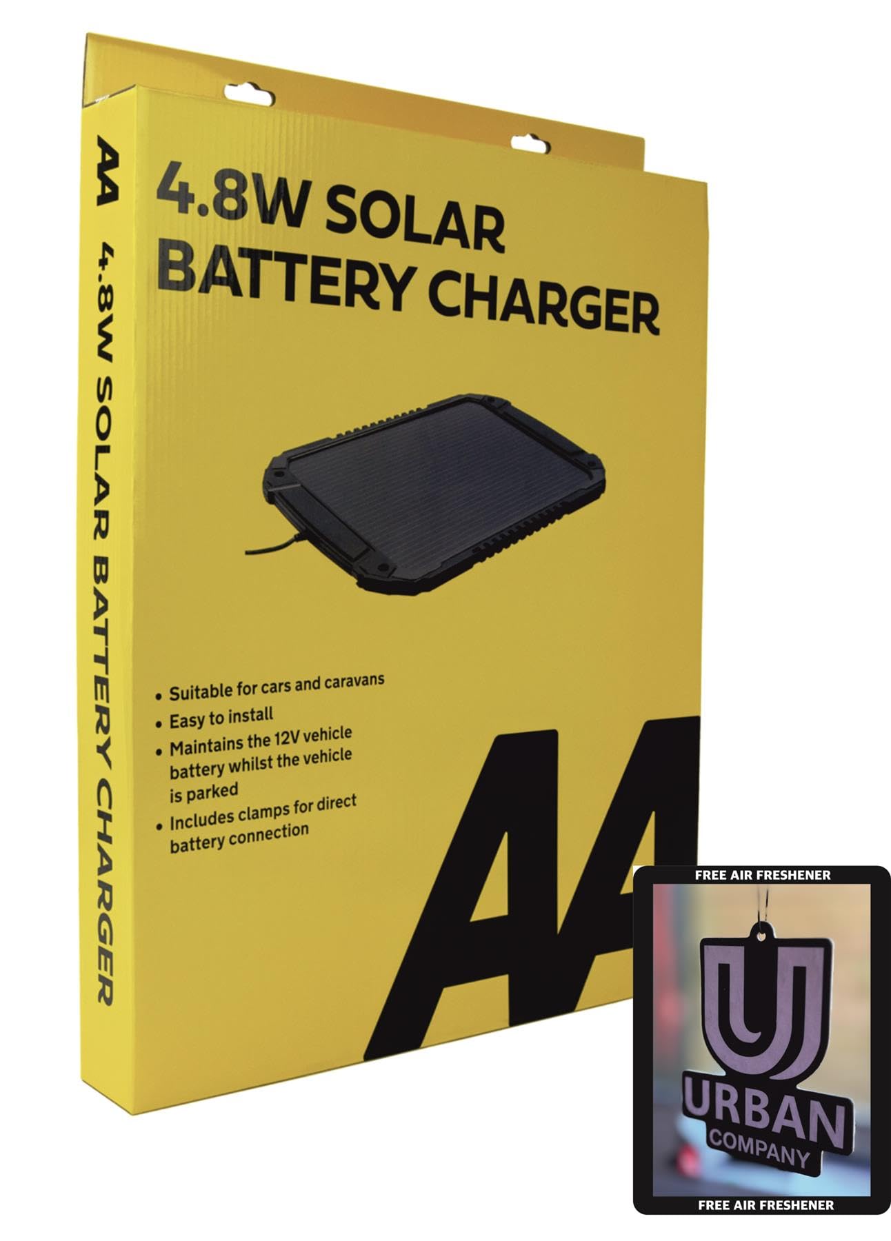 Car Battery Charger Solar EOBD Trickle Charger Maintainer 4.8W inc Free air freshener