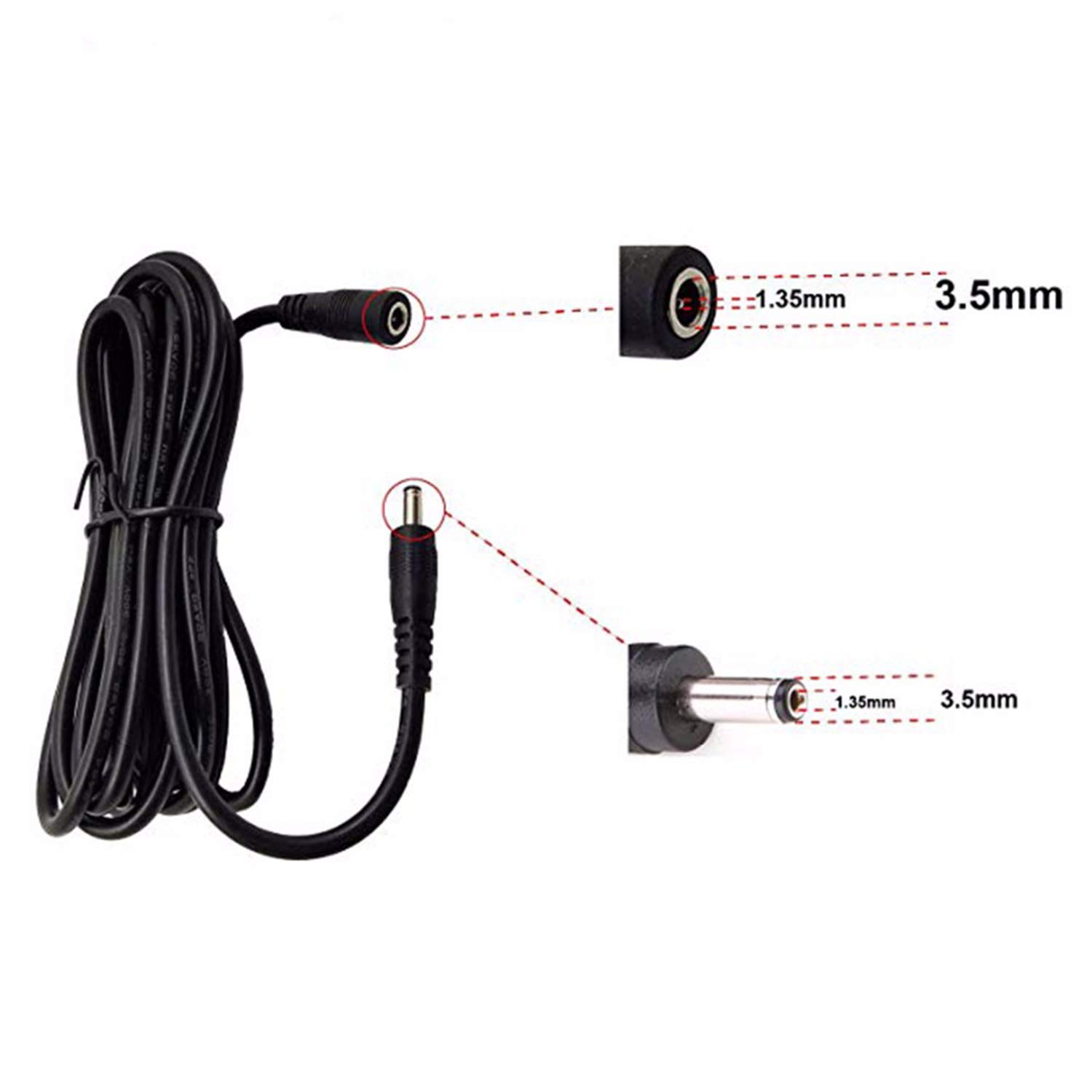 Dericam 10ft DC 5V Power Extension Cord with 3.5mm Jamaica