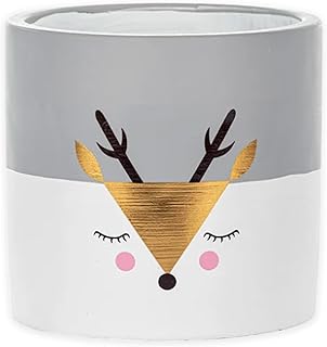 Napco 52988 Painted Reindeer Face Multicolor 4 x 4 Inches Cement Indoor/Outdoor Standing Planter Pot