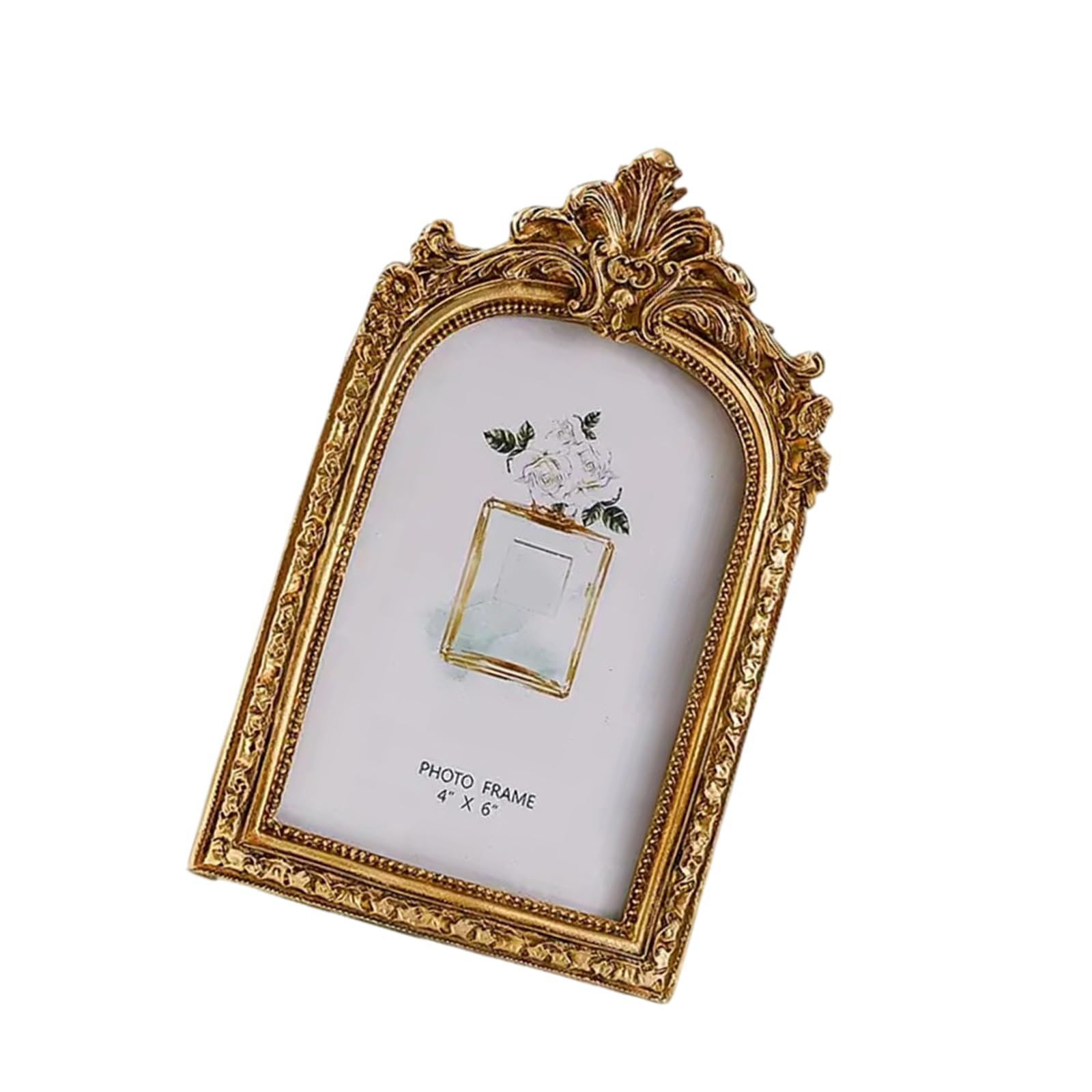 HDOYTXXM Handcrafted Arched Shape Resins Pictures Frame with Detailed Carvings for Timelessly Home Decoration Ornate Rosin Frame