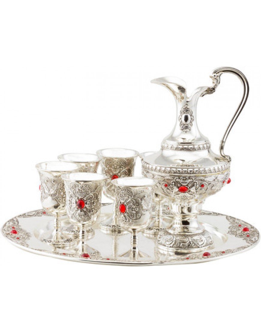 Silver Coated 5 Glass Tray and Jar Jug Juice Set
