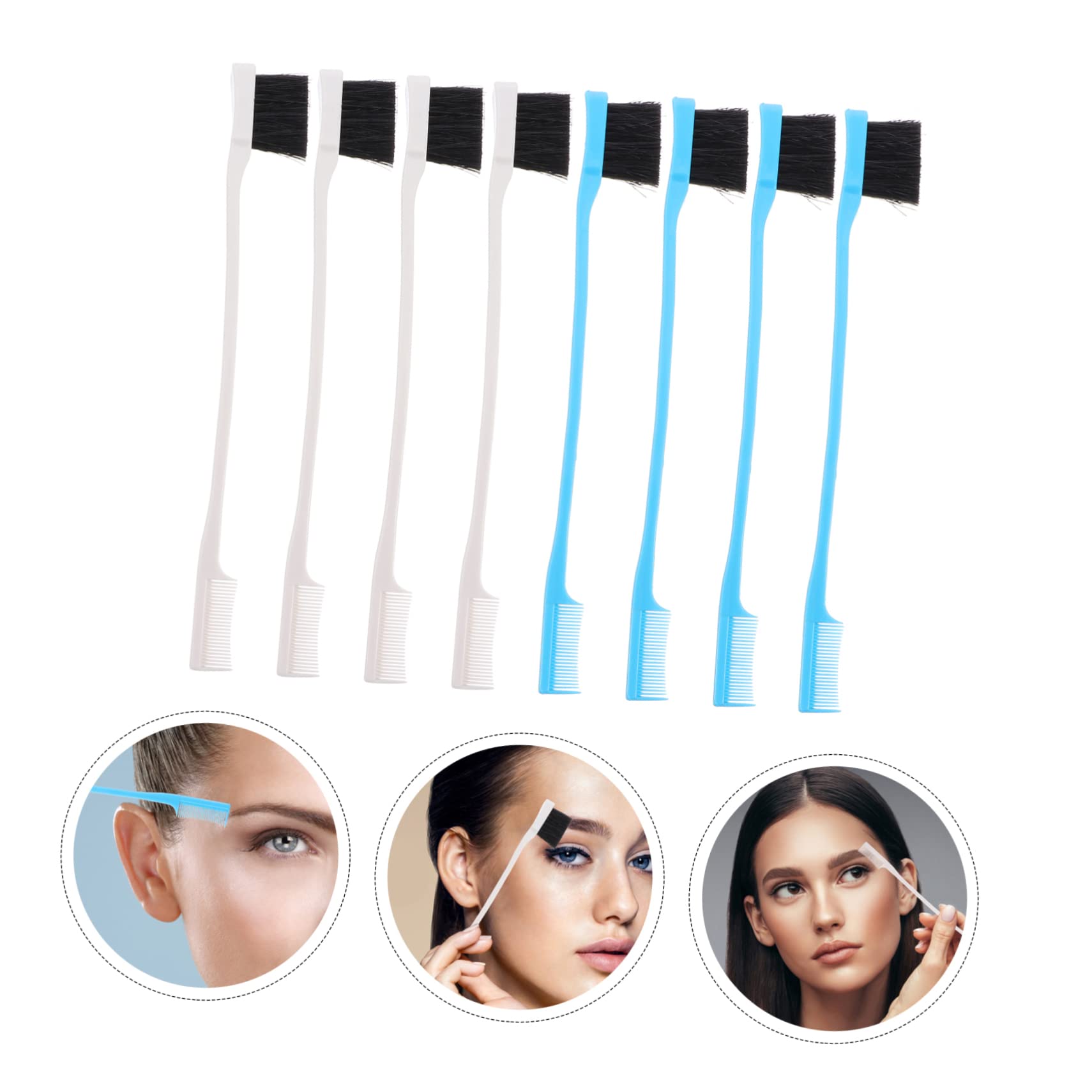 HONMEET Dual-use Eyebrow Brush Comb Eyelash Brush Set 8pcs Makeup Grooming Tool