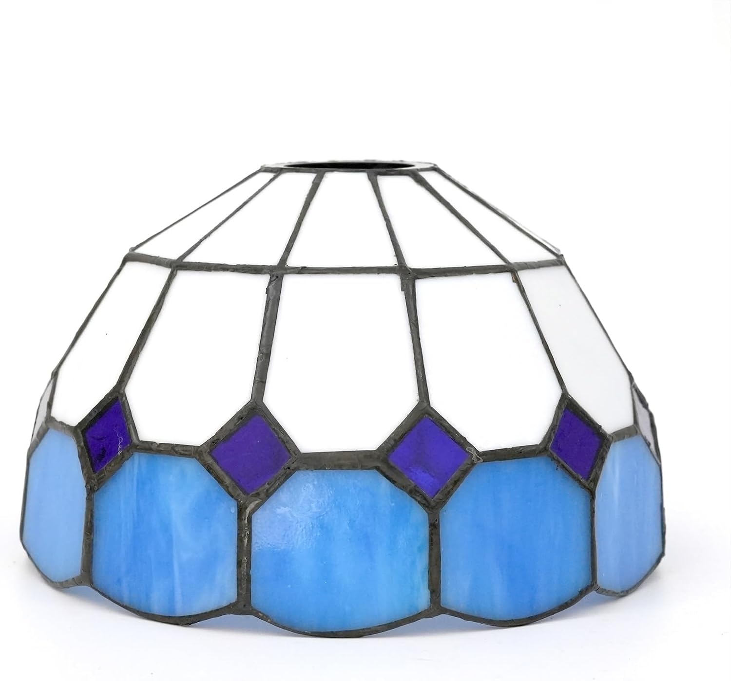 Tiffany Style Stained Glass Lamp Shade Replacement 8 Inch Blue White Check Ceiling Light Shade Handcrafted Vintage Art Deco Lampshade for Pendant Light Wall Lamp Chandeliers