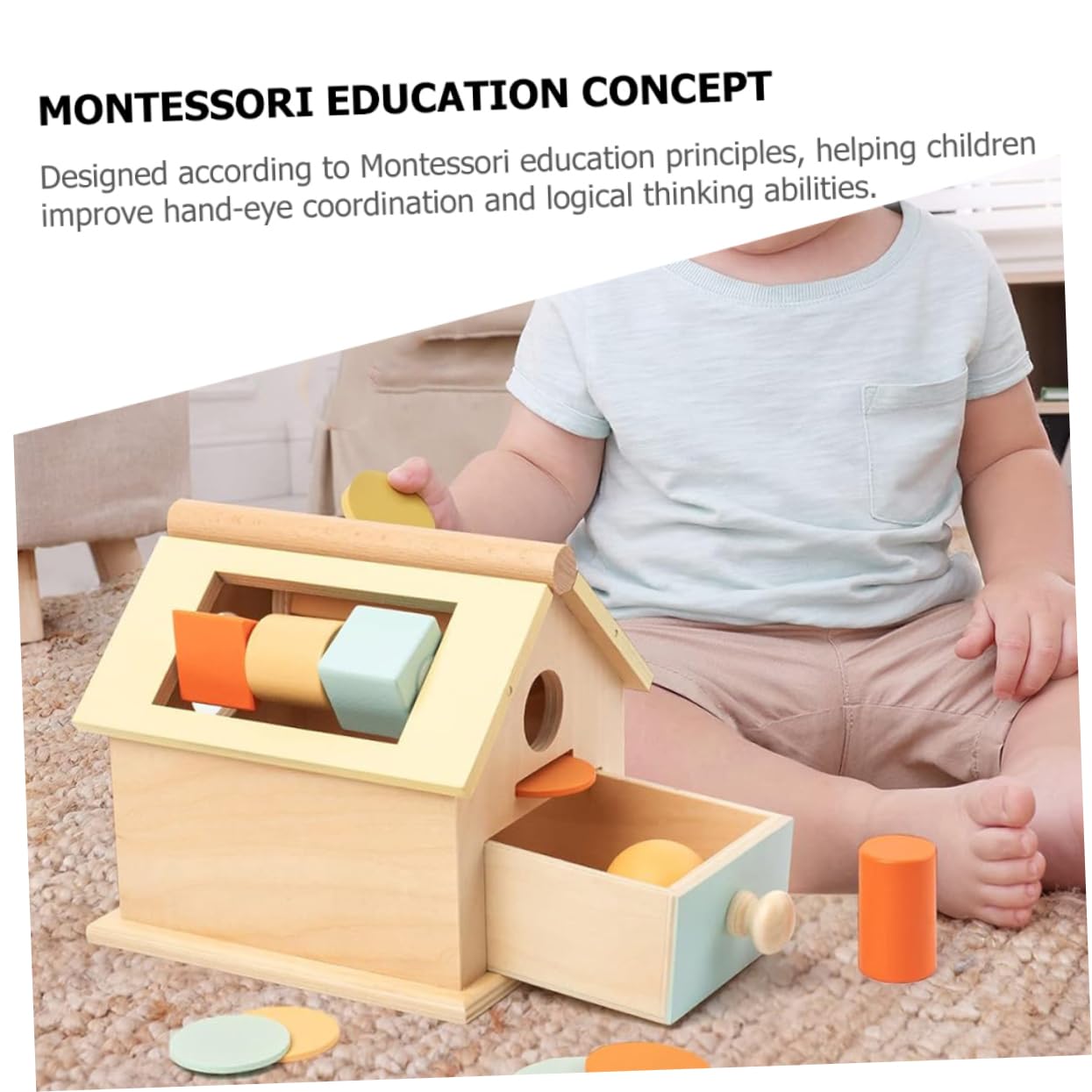 Supvox Holzspielzeug Münzbox zum Ballwurf 1 Satz für Kinder | Montessori Lernspielzeug für Bildung und Training, Feinmotorik Fördern, Sicher Verwendbar