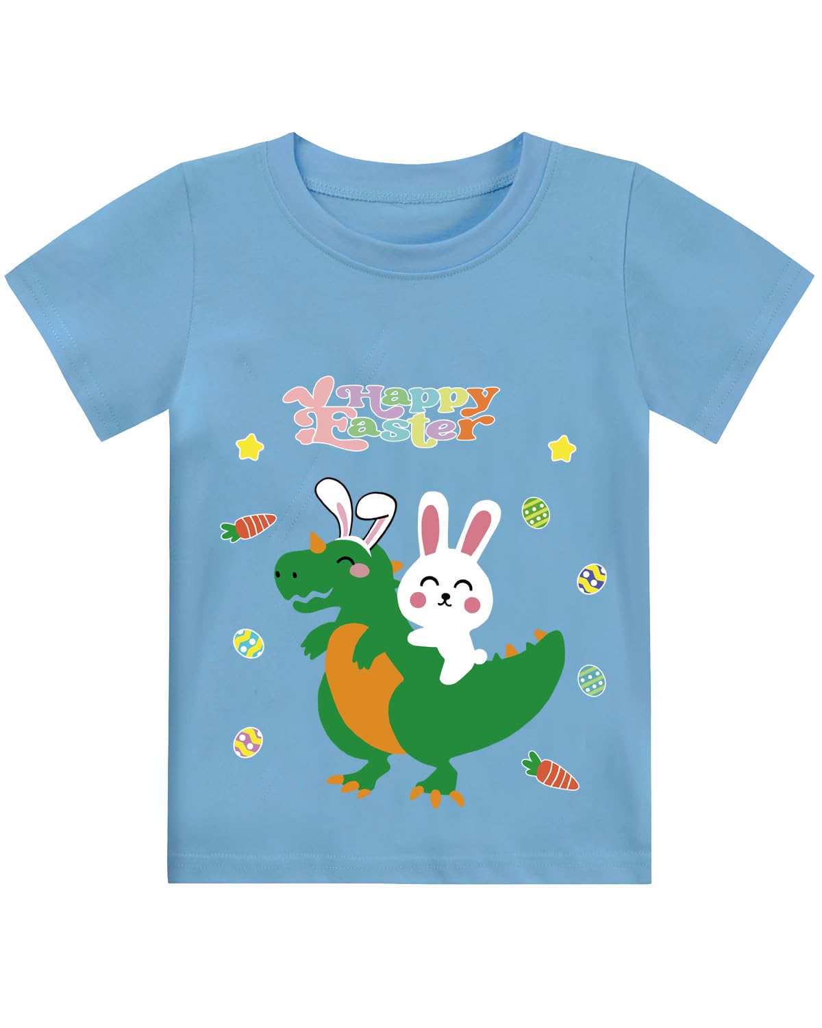CM-Kid Easter Shirts for Toddler Boy Short Sleeve Tractor Train Bunny Tshirt for Kids Cotton Tee Tops 2-7 Years