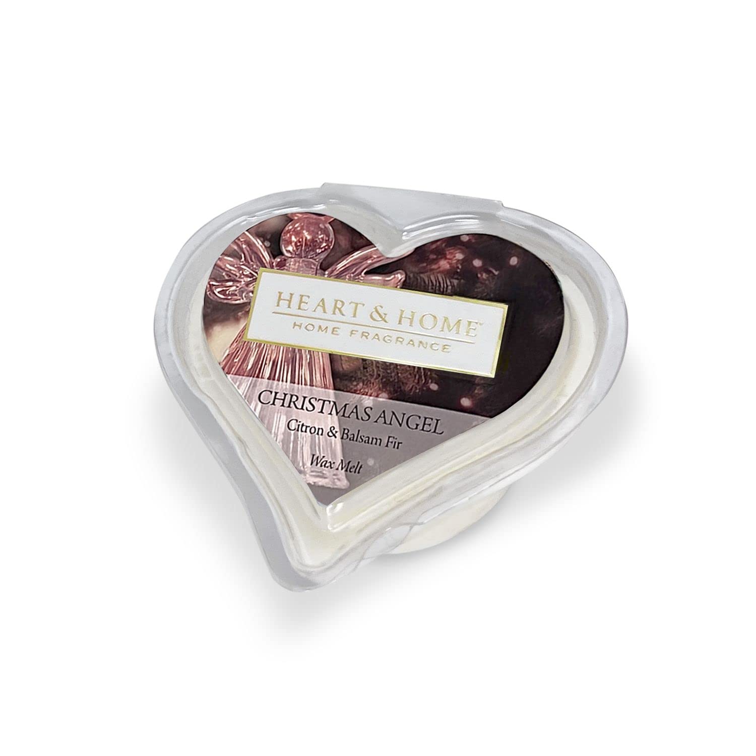 Heart and Home Soy Blend HEART Wax Tart Melt 1 x 26g CHRISTMAS ANGEL citron, fir