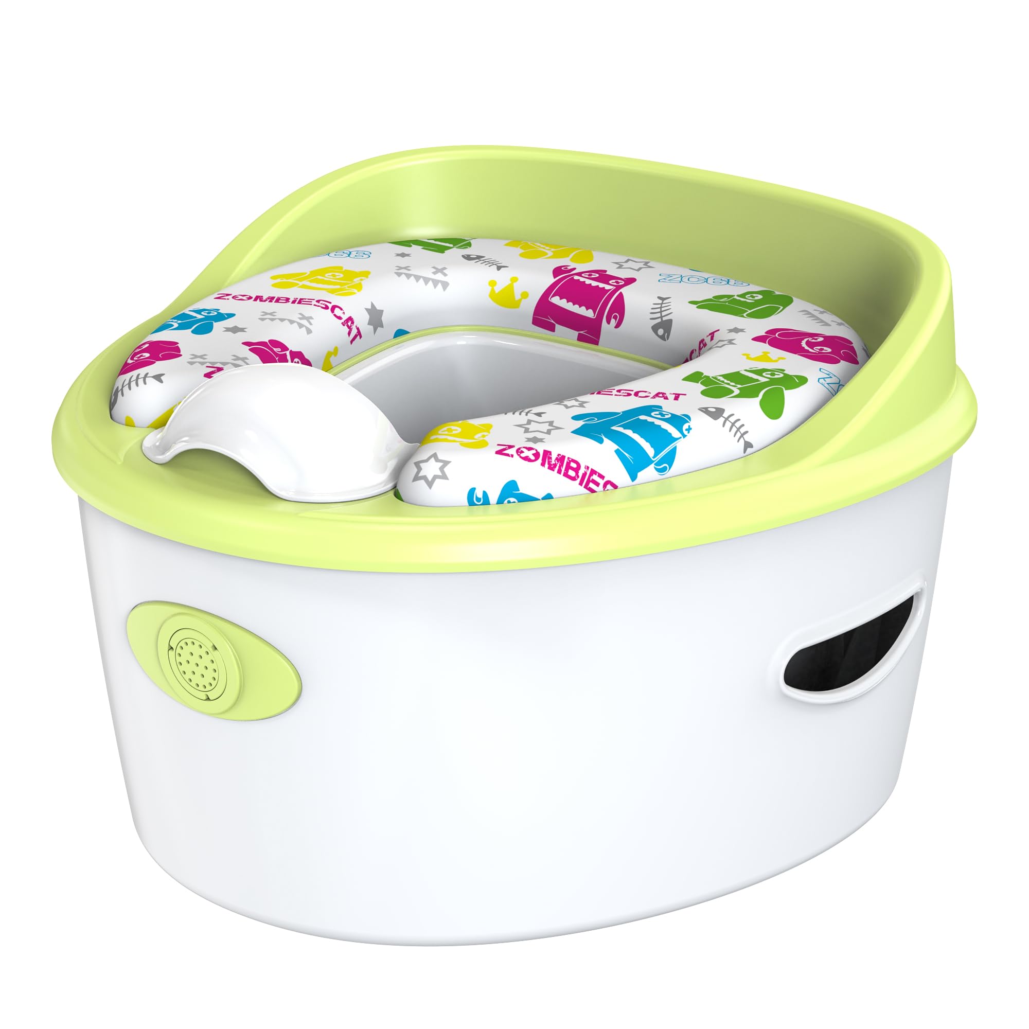 3 in 1 Toddler Music Training Potty with Cushioned Seat Green and White Removable Inner Pot