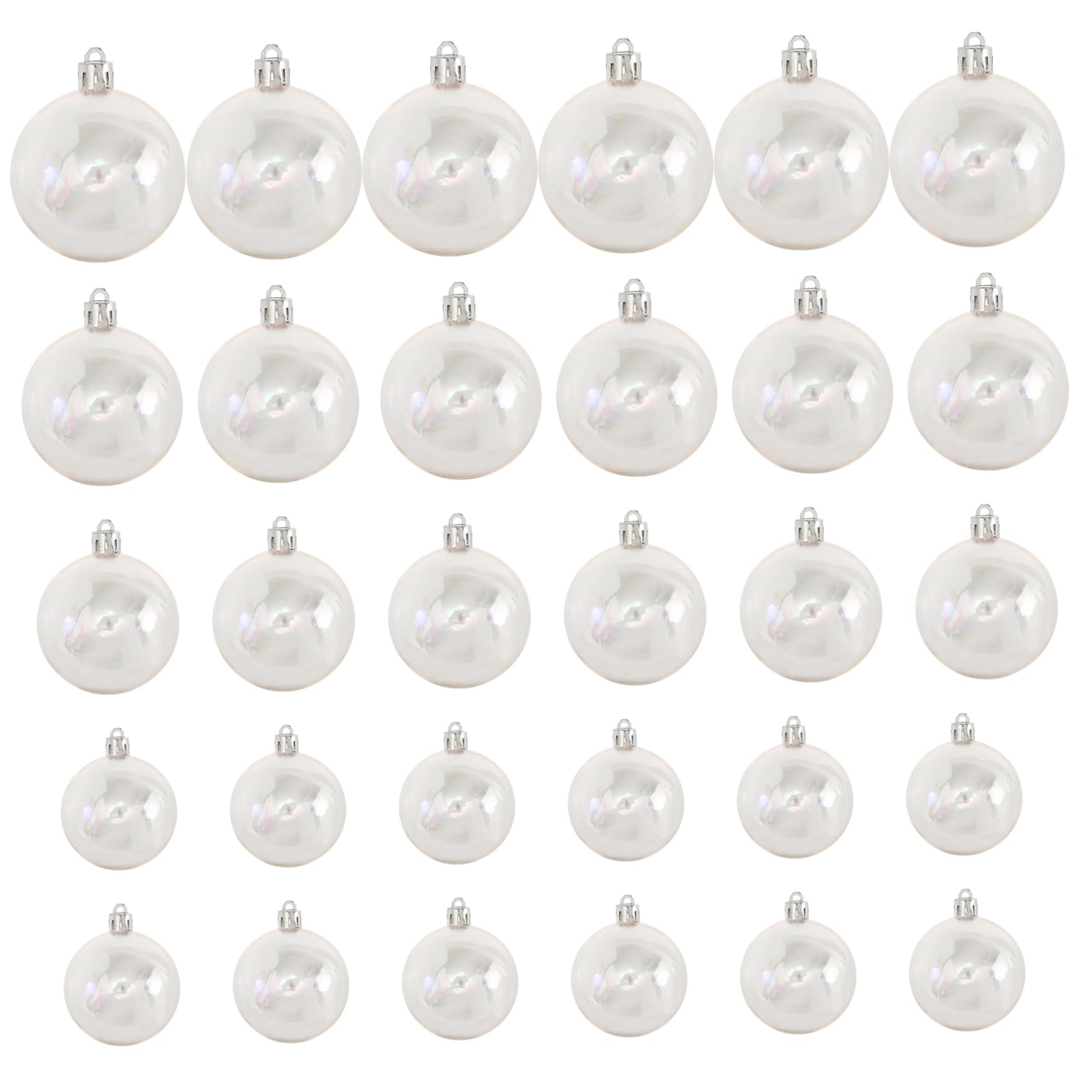 Adornos iridiscentes bolas 30 piezas transparentes de las bolas de Navidad iridiscentes 4 tamaños diferentes colgantes de adornos rellenos para Navidad decoración de la fiesta navideña blanca |.Navid