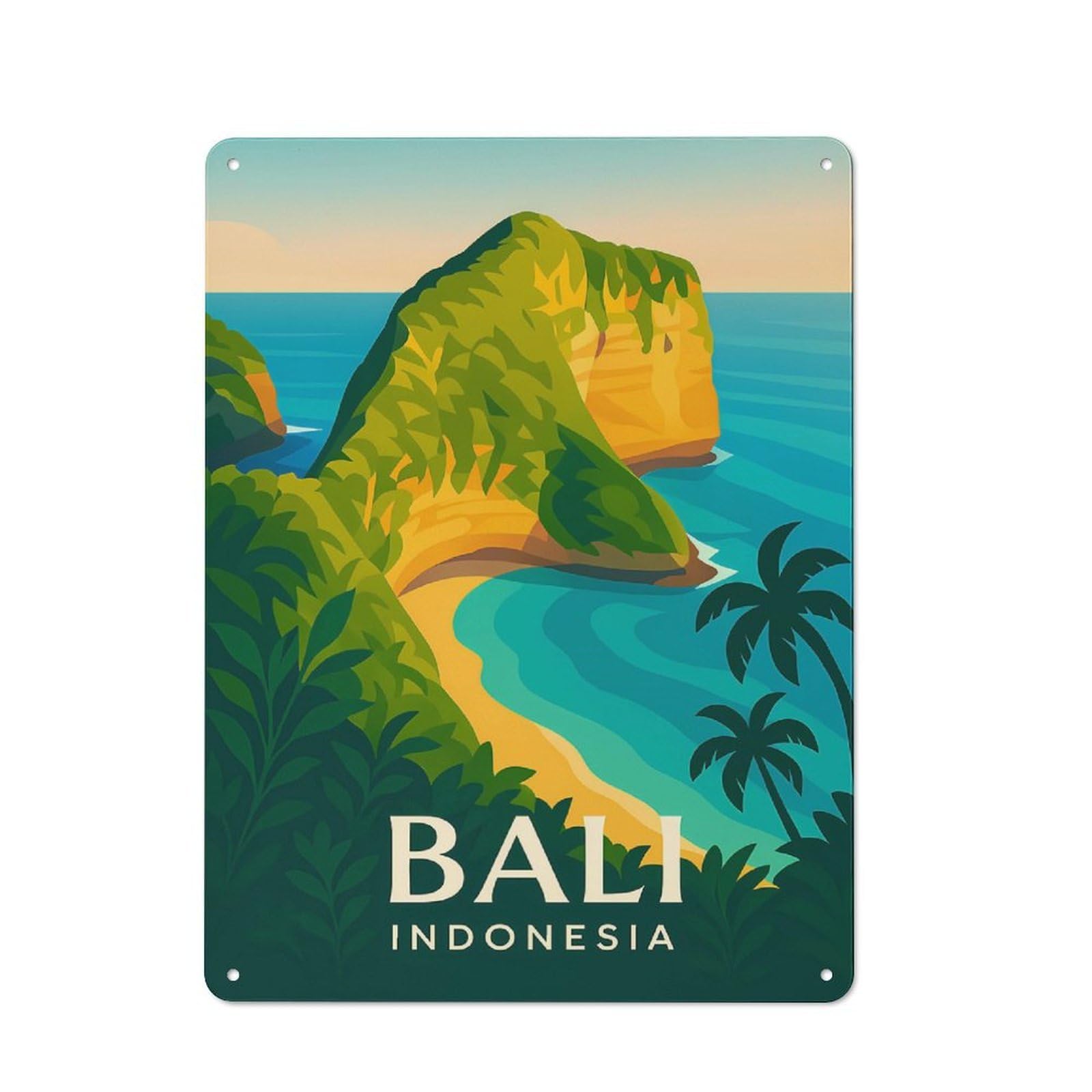 Junmoney Style-17 Bali, Indonesia Travel (2) Printed Metal Sign 40X30cm For Garage Wall, For Collectors Of Vintage Metal Wall Decor