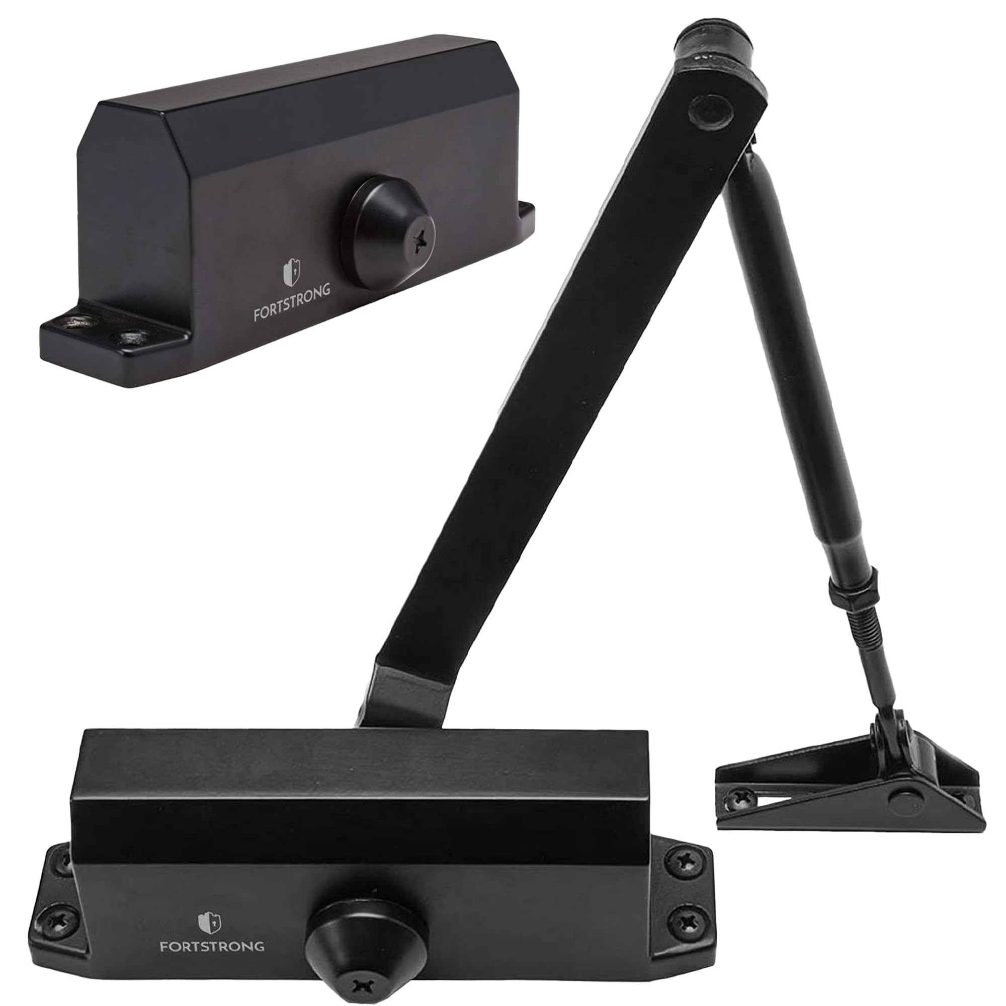 Door Closer Black FS-1306B Automatic Adjustable Mechanism Grade 3 Spring Hydraulic Auto Door-Closer with Easy Installation Life Size Fitting Template & Instructions & Installation Video