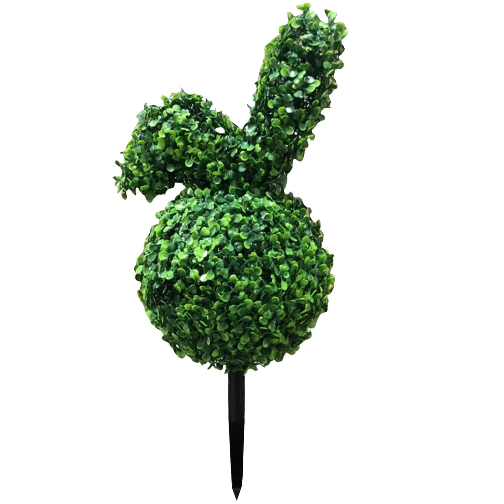 Bunny Topiary - Fausse Verte - Piquet de Sol Inclus - Hauteur : 70 cm - 35 x 23 x 20 cm - Décoration d'intérieur - Lapin Artificiel