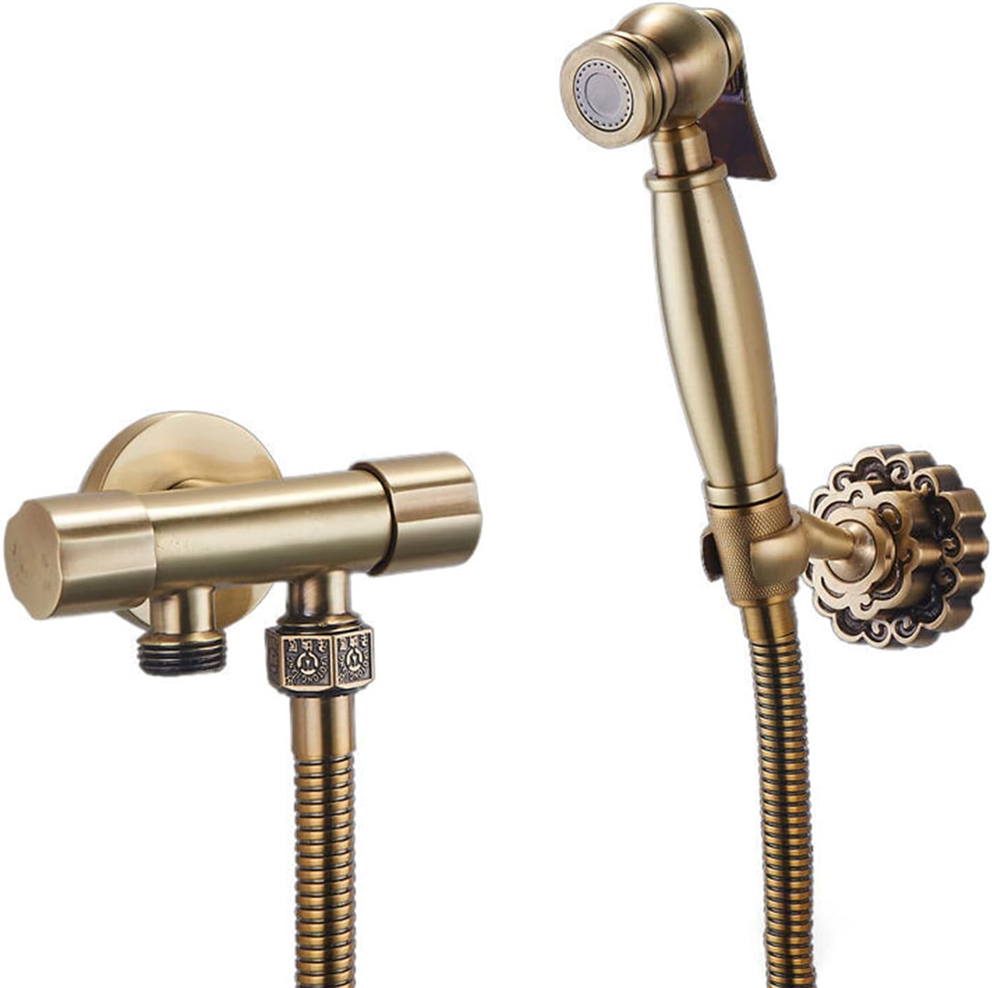 Bidet Sprayer for Toilet, Brass Cloth Diaper Washer Set Portable Bidet Sprayer for Personal Hygiene, Brushed Gold,
