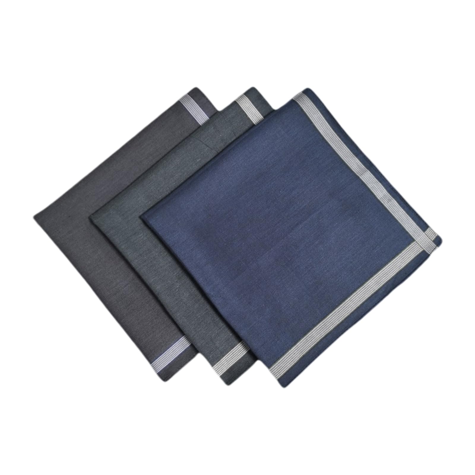Uqezagpa 3Pieces Men ' s Classical Cotton Handkerchiefs Friendly Dye Color Not Fade Hankies 43x43cm Vintaged Handkerchiefs