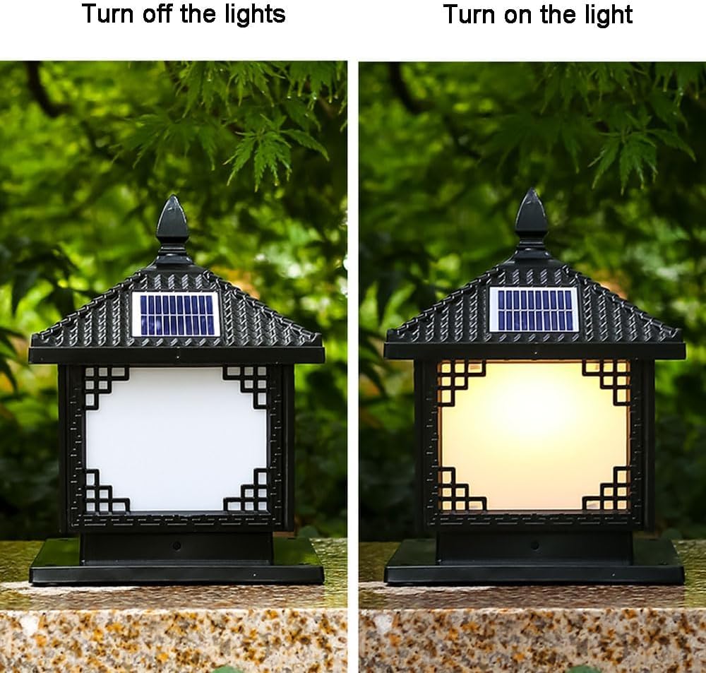 Klasyczna lampa solarna wodoodporna zewnętrzna lampa filarowa willa ceglana lampa filarowa do krajobrazu chodnik ogrodzenie(25CM)
